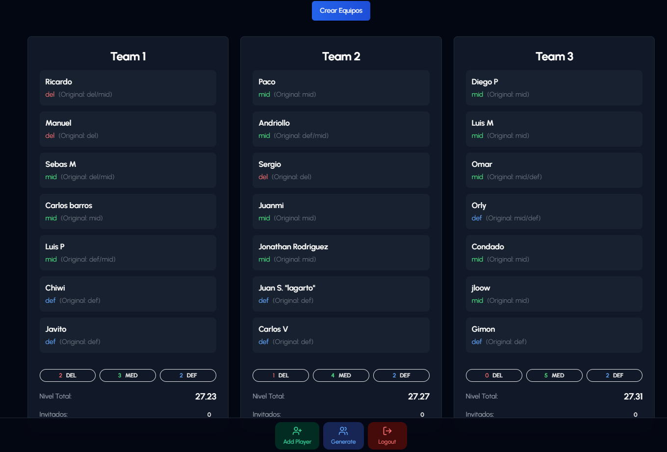 Balanced 7v7 Team Generator